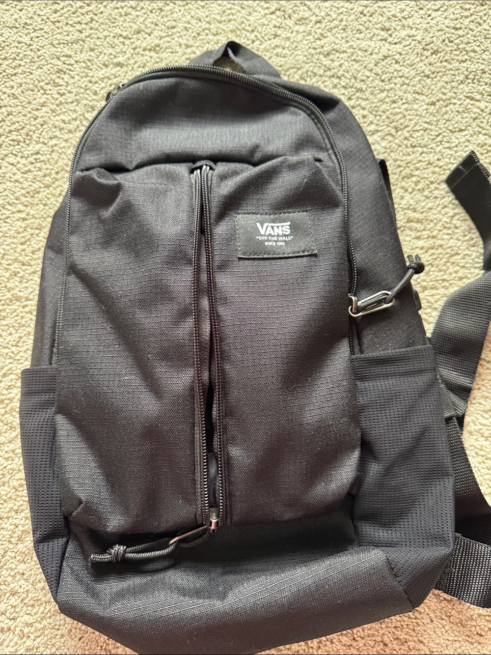 Vans Black Mini Backpack with Front Vertical Zip